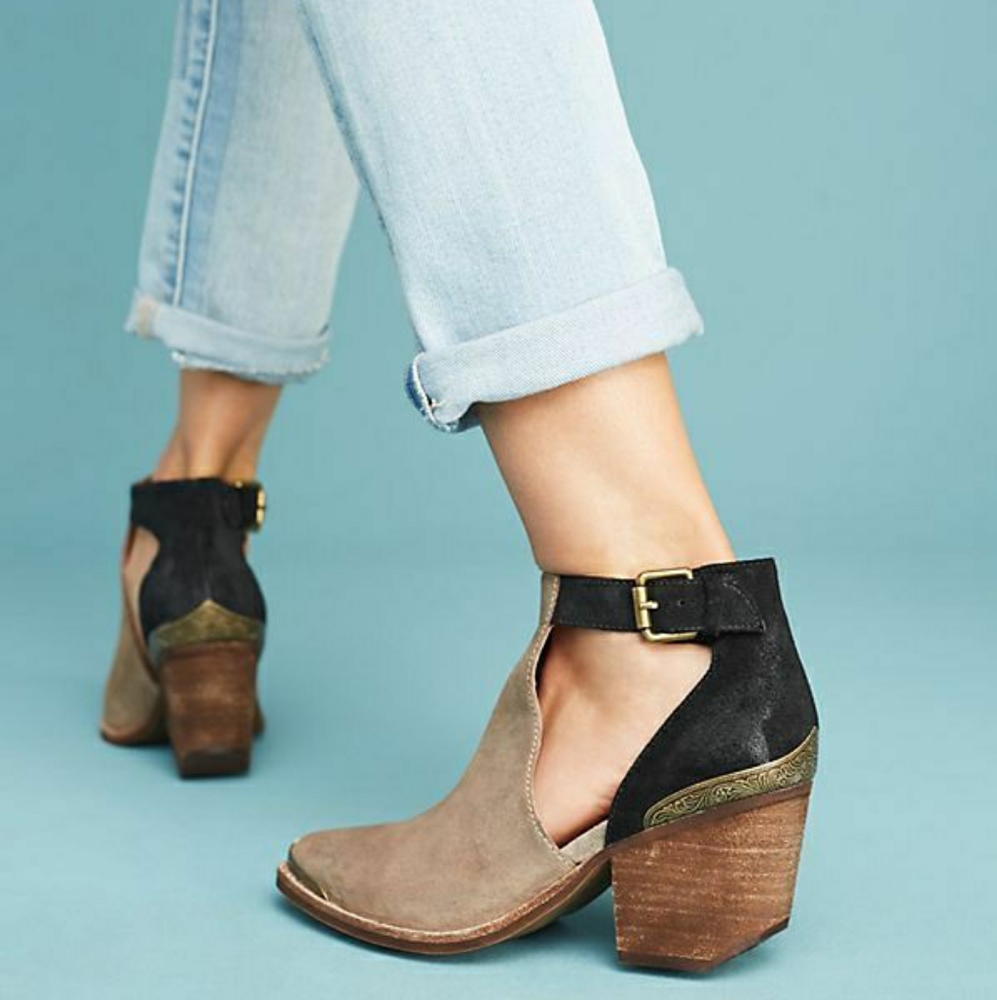 Jeffrey Campbell Wood Ruff Bootie heel leather 6